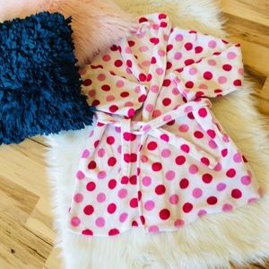 ULTA Comfy Robe Plush White Polka Dot Womens S M
